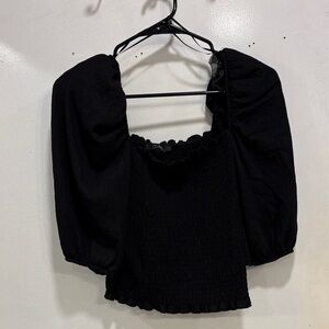 Chic Black Puff Sleeve Blouse